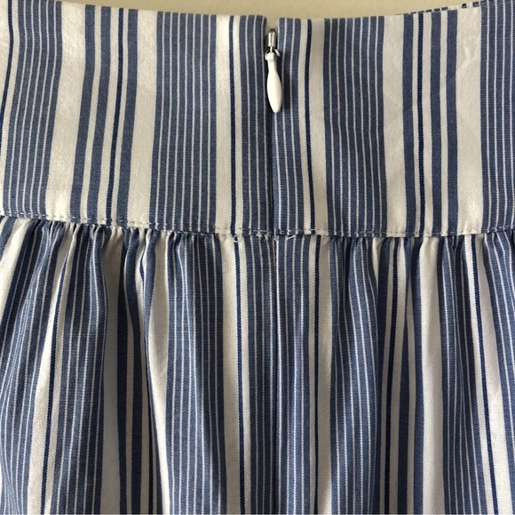 J. by J. Crew Blue/White Striped Midi Length Skirt Ruffled Hem Bow Size 4 - Picture 7 of 9